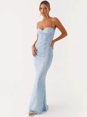 Peppermayo Sonia Light Blue Lace Maxi Dress